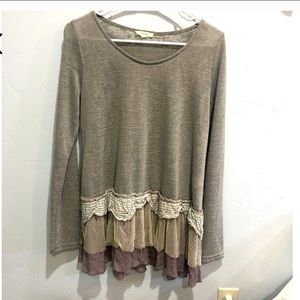 Brown frilly shirt
